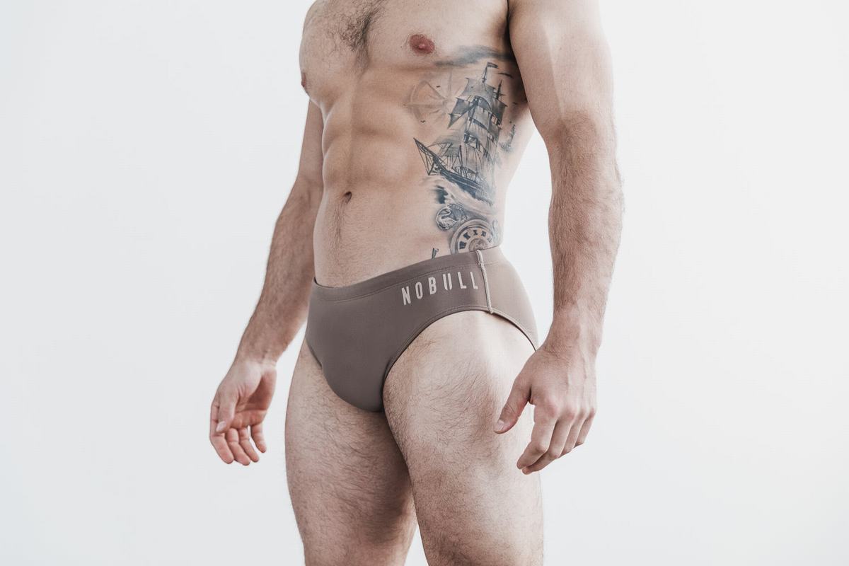 Nobull Swim Brief Men\'s Swim Brown | Australia (PS8619)